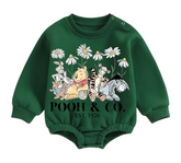Soft warm fleece Baby pooh Oversized Sweatshirt Romper Hippo Boutique