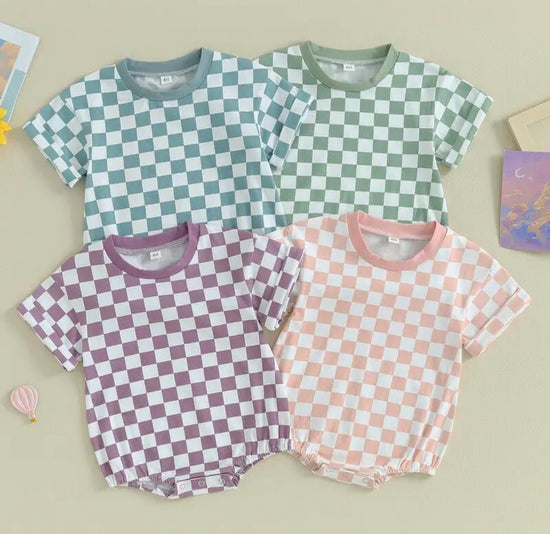 Baby Checkered T-Shirt Romper Hippo Boutique