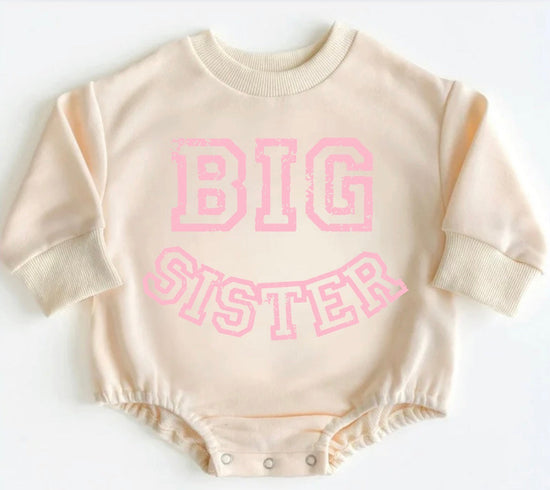 Big Sister Baby Sweatshirt Bubble Romper Hippo Boutique