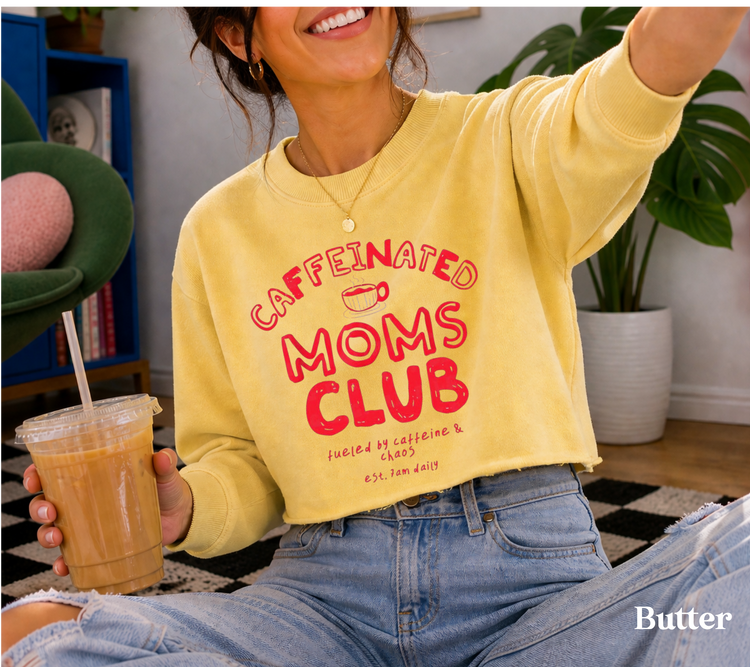 Cropped Sweatshirt - Caffeinated Moms Club Hippo Boutique
