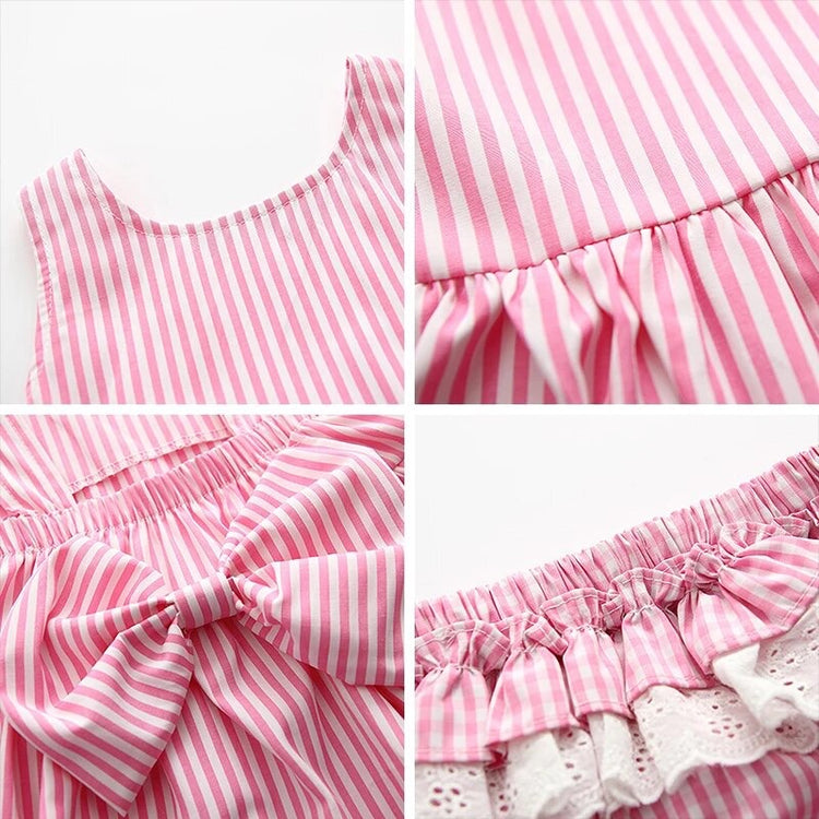 Striped Sleeveless Baby Dress with bummies Hippo Boutique