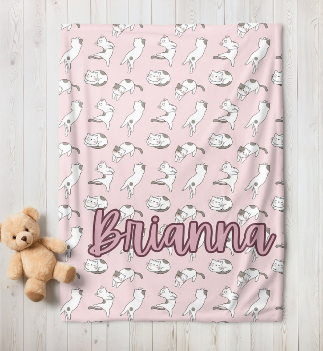 Cats Baby Name Blanket Custom Hippo Boutique