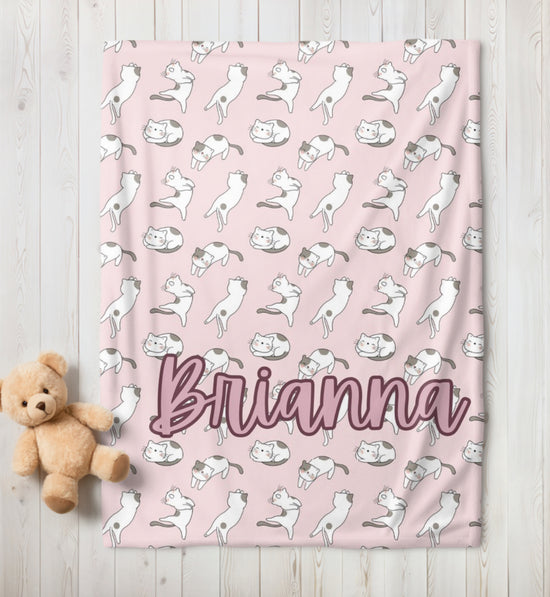 Cats Baby Name Blanket Custom Hippo Boutique