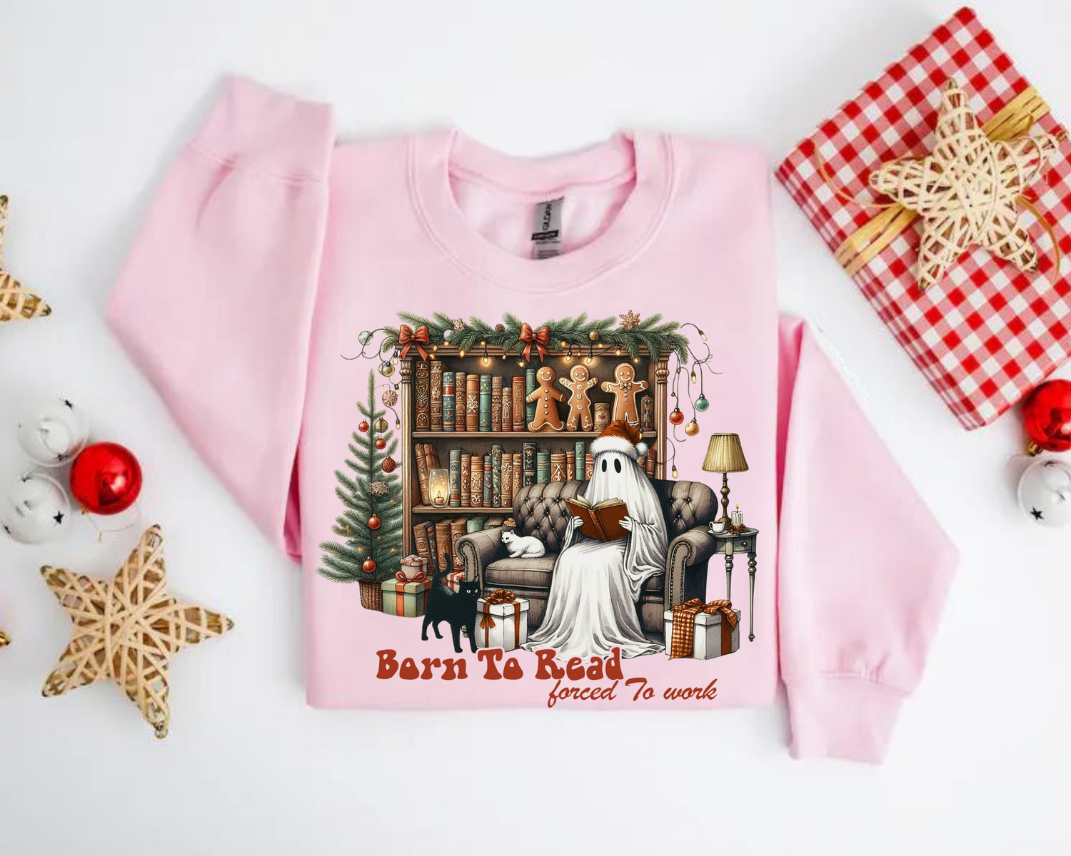 Reading Ghost Christmas Sweatshirts Hippo Boutique