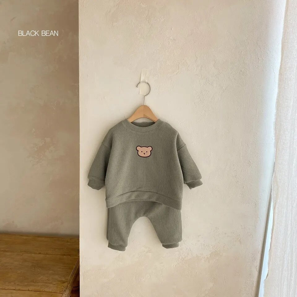 Teddy Baby & Toddler Waffle Knit Outfit Hippo Boutique