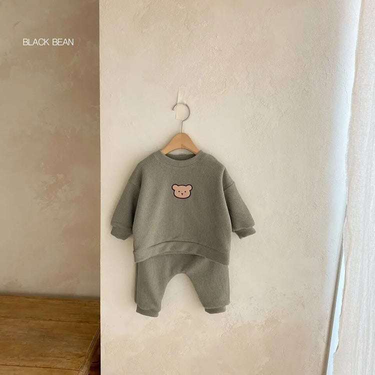 Teddy Baby & Toddler Waffle Knit Outfit Hippo Boutique