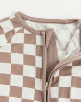 Sand Checkered Long Sleeve Bamboo Bodysuit Hippo Boutique