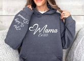 Custom Mama Hoodie with children’s name on sleeve Hippo Boutique