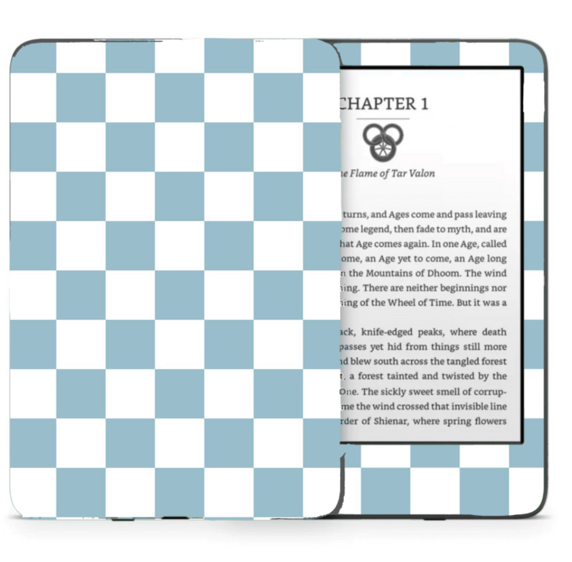 Kindle Skin - Blue Checkered Hippo Boutique