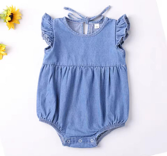 Denim Sleeveless Baby Dress Romper Hippo Boutique