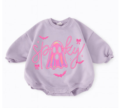 Ghost Cherry Cotton Baby Halloween Sweatshirt Romper Hippo Boutique