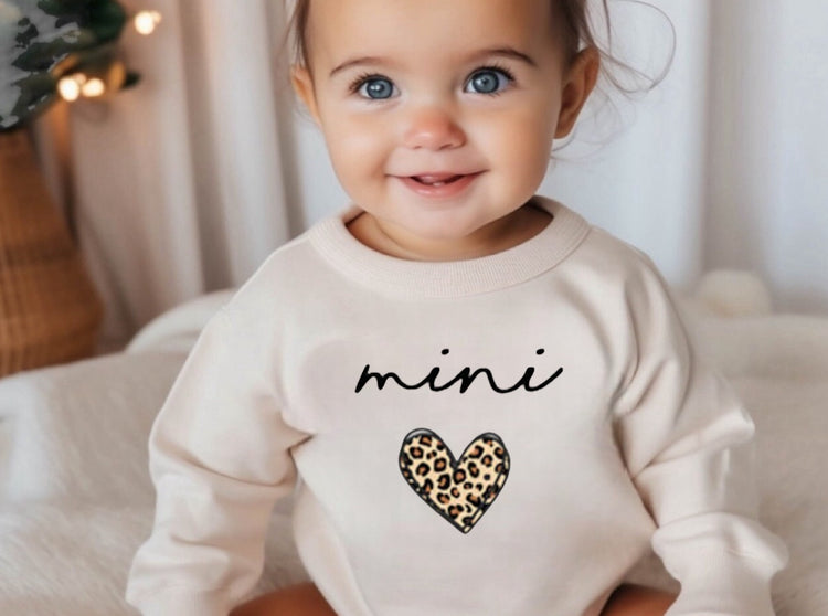 Leopard Heart Mama & Mini matching Baby Sweatshirt Romper bodysuit & Crewneck Hippo Boutique