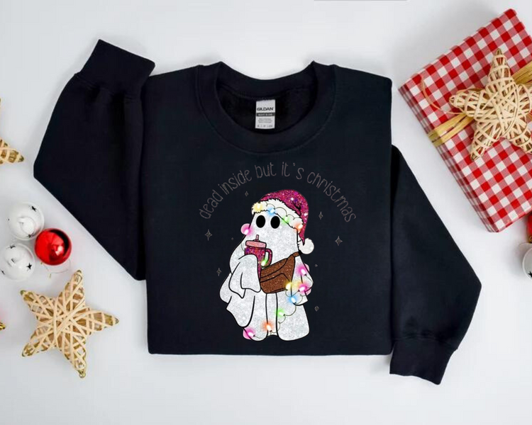 Dead Inside but its christmas crewneck Sweatshirts Hippo Boutique