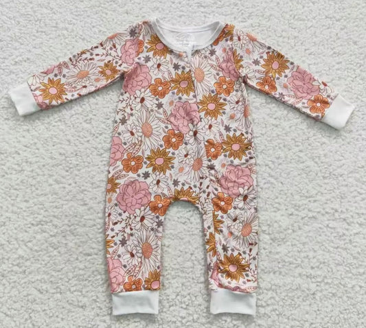Baby Boho Floral Long Sleeve Cotton Bodysuit Hippo Boutique