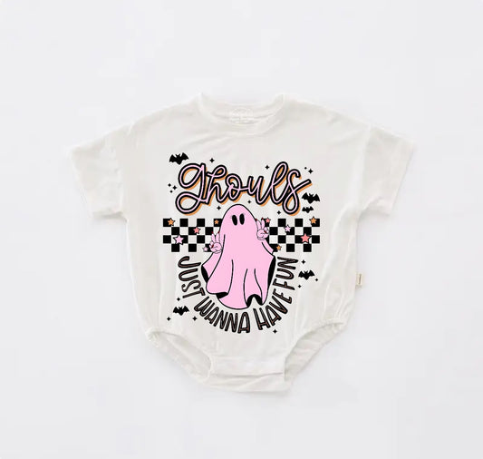 Baby Halloween t-shirt Bubble Romper - Ghouls Just wanna have Fun Hippo Boutique