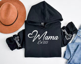 Custom Mama Hoodie with children’s name on sleeve Hippo Boutique