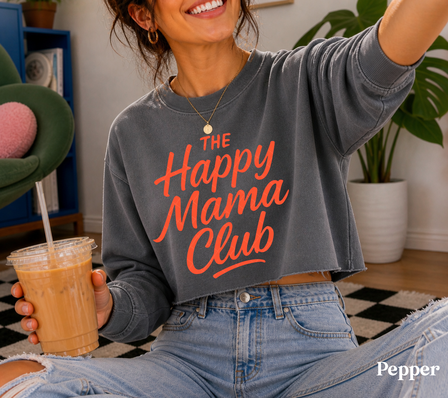 Cropped Sweatshirt - The happy mama club Hippo Boutique