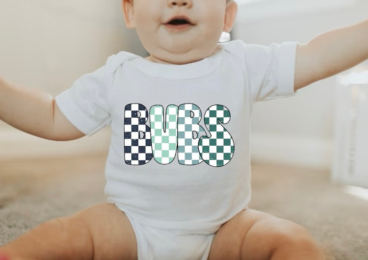 Checkered Bubs newborn baby bodysuit romper Hippo Boutique
