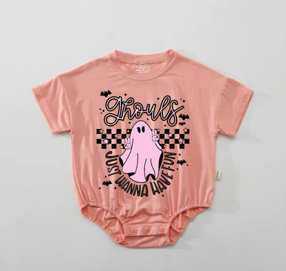 Baby Halloween t-shirt Bubble Romper - Ghouls Just wanna have Fun Hippo Boutique