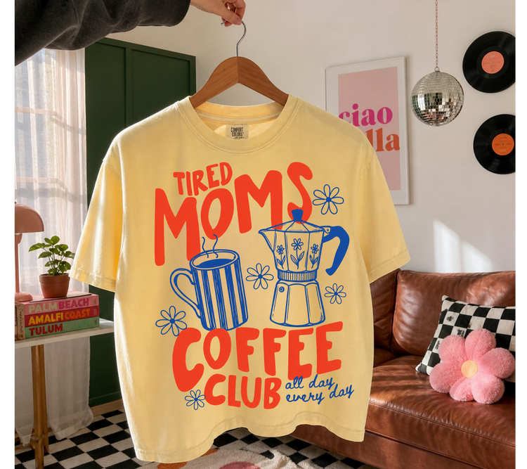 Cropped Top & T-Shirts - Tired Mom’s coffee club Hippo Boutique