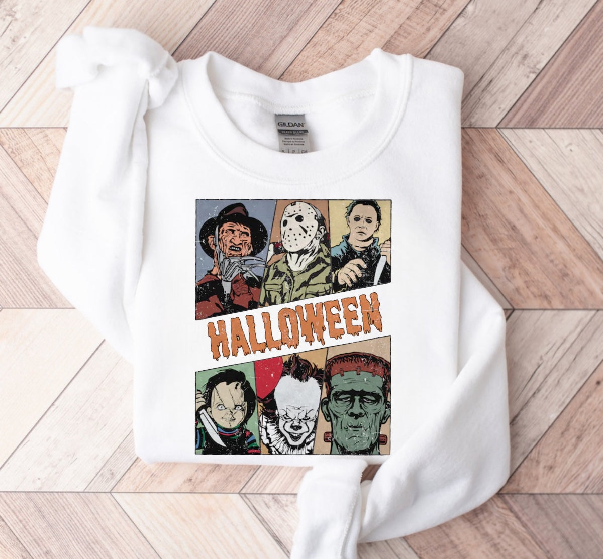 Halloween fleece crewneck Sweatshirts Horror Hippo Boutique