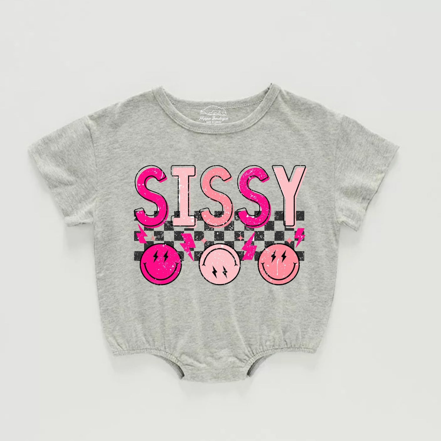 Retro Sissy Smile Baby Girl t-shirt Bubble Romper Hippo Boutique