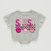 Retro Sissy Smile Baby Girl t-shirt Bubble Romper Hippo Boutique