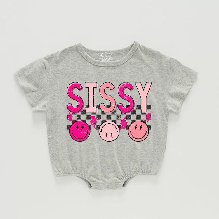 Retro Sissy Smile Baby Girl t-shirt Bubble Romper Hippo Boutique