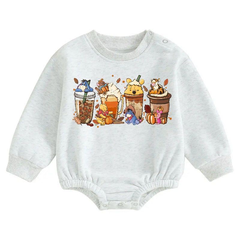 Soft warm fleece Baby pooh Fall Oversized Sweatshirt Romper Hippo Boutique