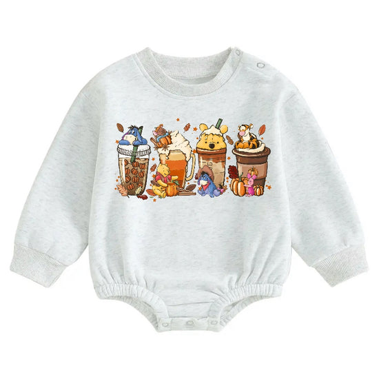 Soft warm fleece Baby pooh Fall Oversized Sweatshirt Romper Hippo Boutique