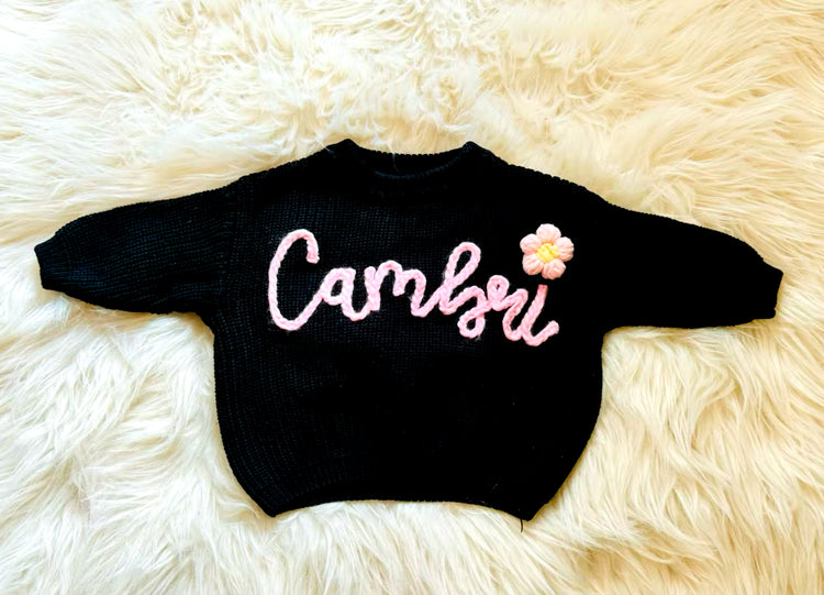 Personalied Name Newborn Baby & Kids Embroidered Knit Sweaters z Hippo Boutique