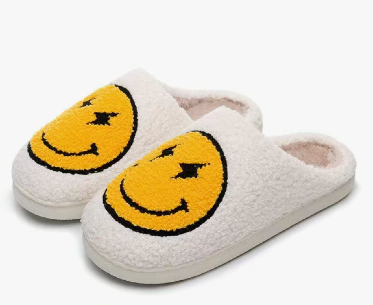 Women’s Fuzzy Smiley Slippers Hippo Boutique