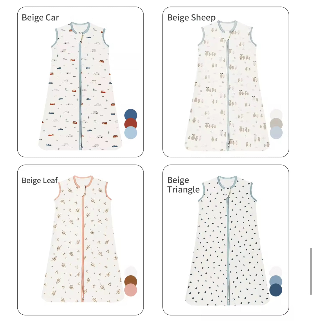 Newborn Baby 100% Organic Cotton Sleep sac - 1 Tog Hippo Boutique