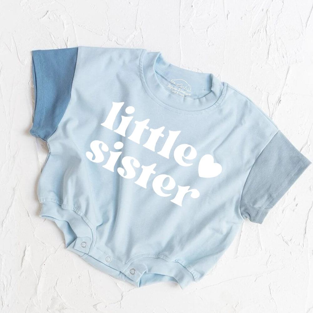 Little Sister baby Color Block T-Shirt Bubble Romper Hippo Boutique