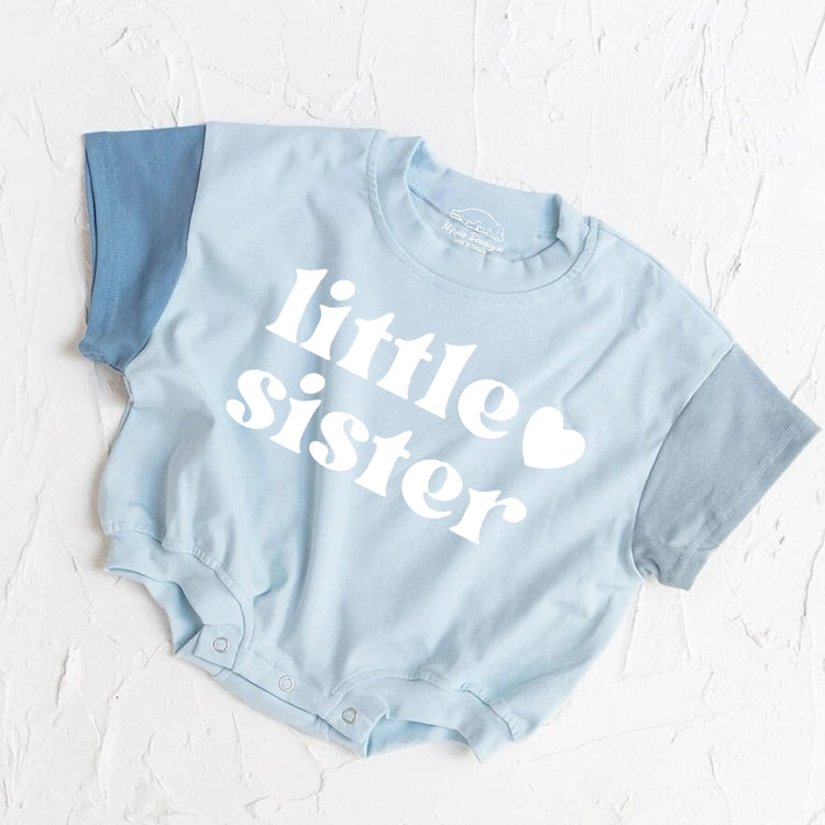 Little Sister baby Color Block T-Shirt Bubble Romper Hippo Boutique