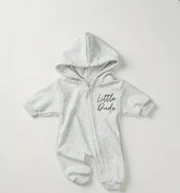 Little Dude Baby Hooded Sweatshirt zip up Jumpsuit Romper Hippo Boutique