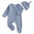 Organic Newborn Waffle Baby Footie Bodysuit with hat Hippo Boutique