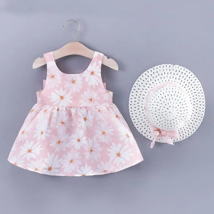 Daisy Sleeveless Baby Dress with Hat Hippo Boutique
