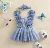 Floral Lace Baby Girl Romper Dress Hippo Boutique