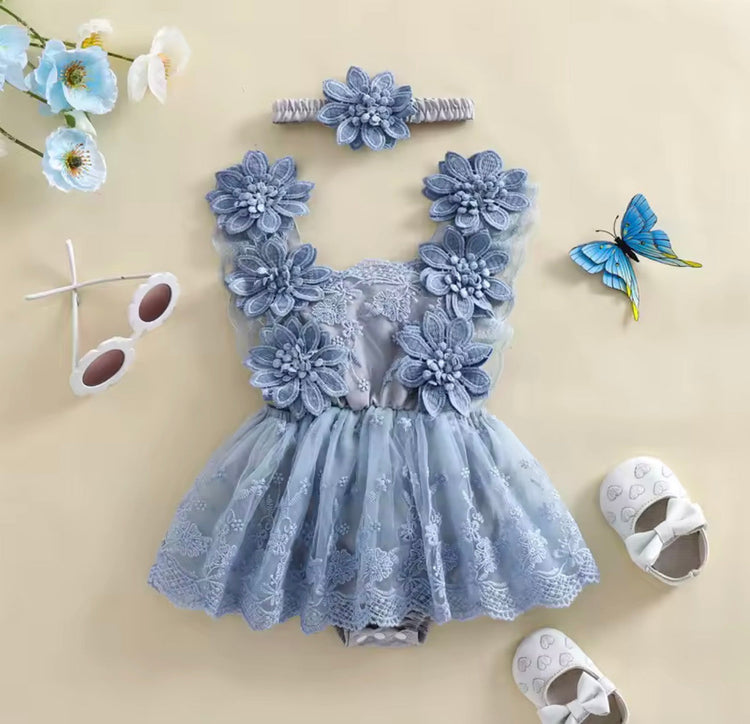Floral Lace Baby Girl Romper Dress Hippo Boutique
