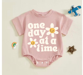 Baby romper tshirt bodysuit - One day at a time Hippo Boutique