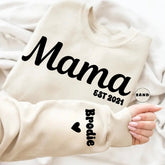 Custom Mama Sweatshirt with children’s name on sleeve Hippo Boutique