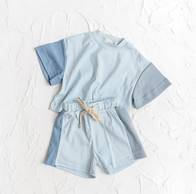 Baby & Toddler cotton color block t-shirt & shorts outfit Hippo Boutique