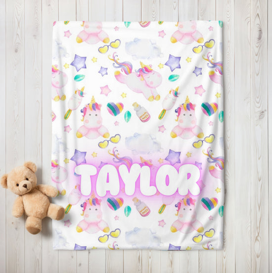Unicorn Baby Name Blanket Custom Hippo Boutique
