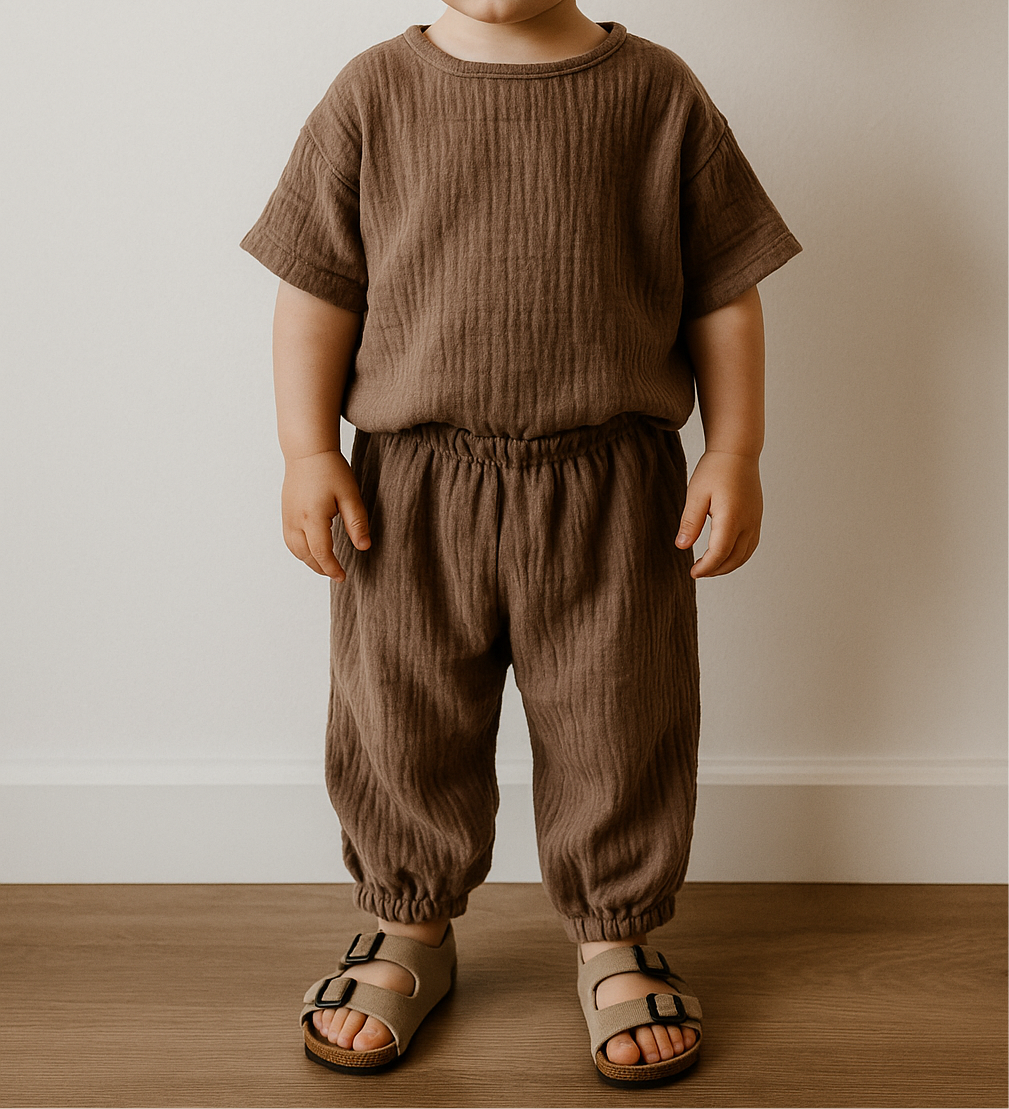 Organic Cotton Baby & Toddler Pants – Neutral Loose Fit Hippo Boutique