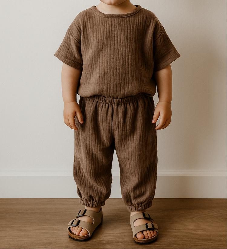 Organic Cotton Baby & Toddler Pants – Neutral Loose Fit Hippo Boutique