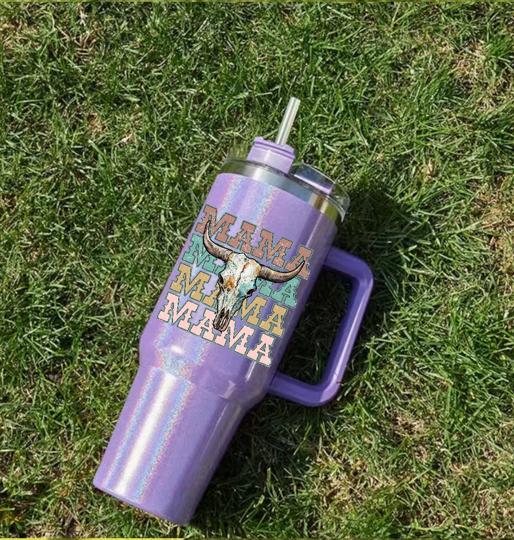 Western Mama 40oz Insulated Tumbler with Handle and straw Hippo boutique