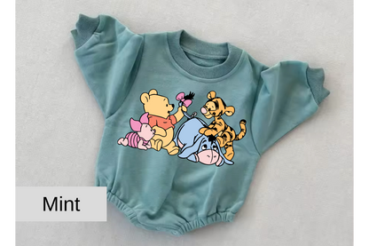 Pooh friends baby Oversized Sweatshirt Romper Hippo Boutique