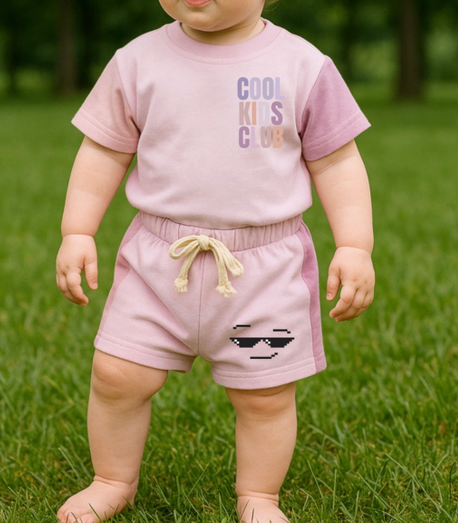 Cool Kids Club Baby and Kids cotton color block t-shirt & shorts outfit Hippo Boutique