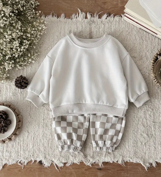 Baby & Toddler Checkered Jogger Set Hippo Boutique